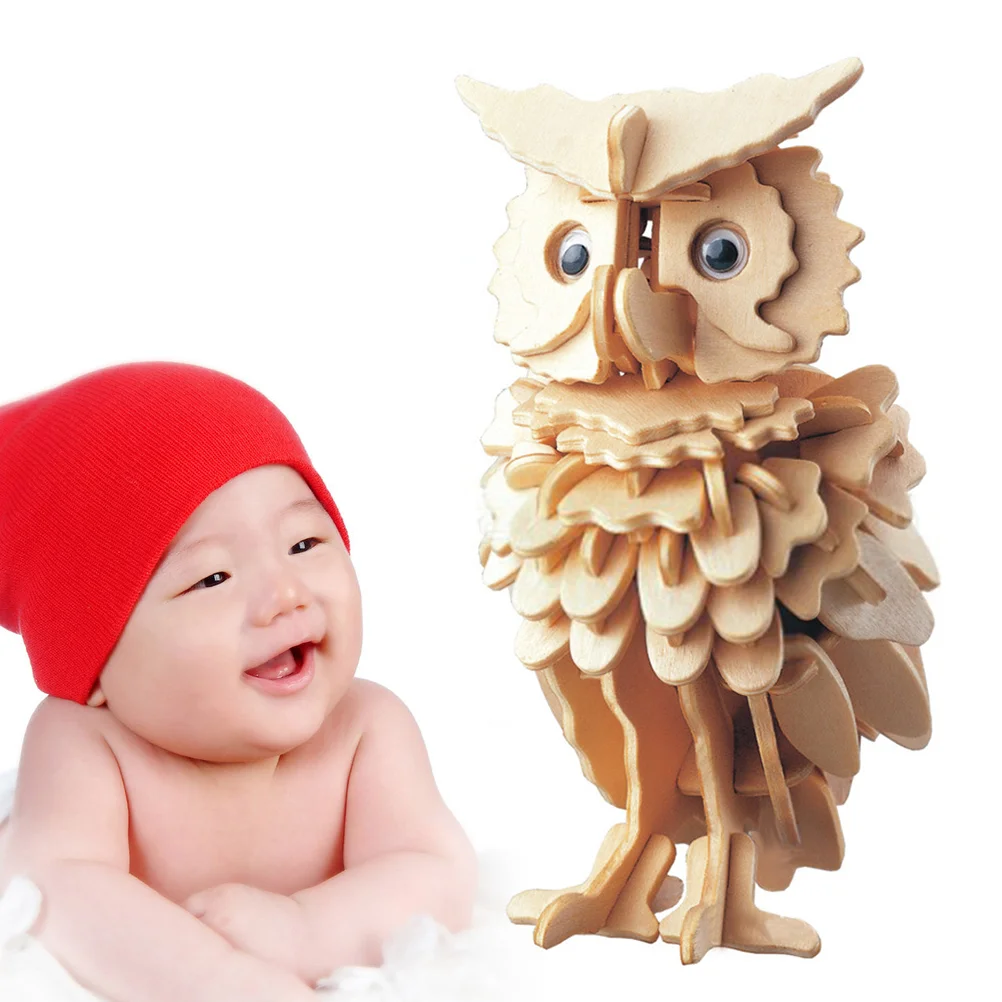 

3D Wooden Puzzles Bundle of Owl 3D Puzzle Construction Kits Educational DIY Wild Animals Toys Animals Brain Teaser