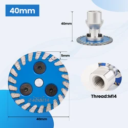 Mini Diamond Saw Blade with Removable Flange - Turbo Cutting Disc for Granite, Marble, Stone, and Concrete (40mm)