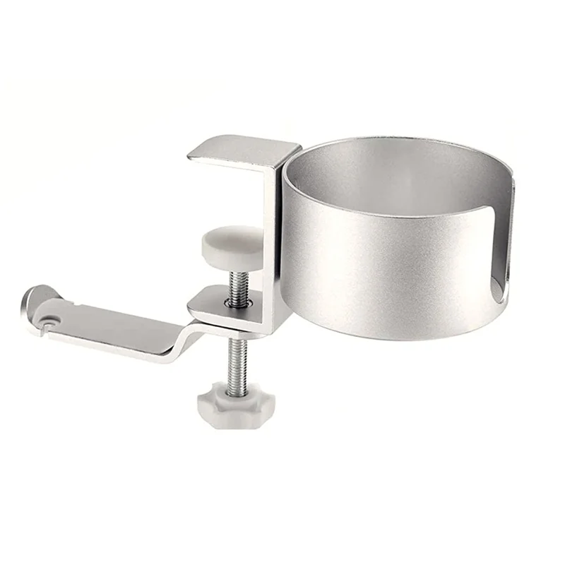 Desk Cup Holder Anti-Spill Cup Holder With Headphone Hanger For Desk Or Table Silver