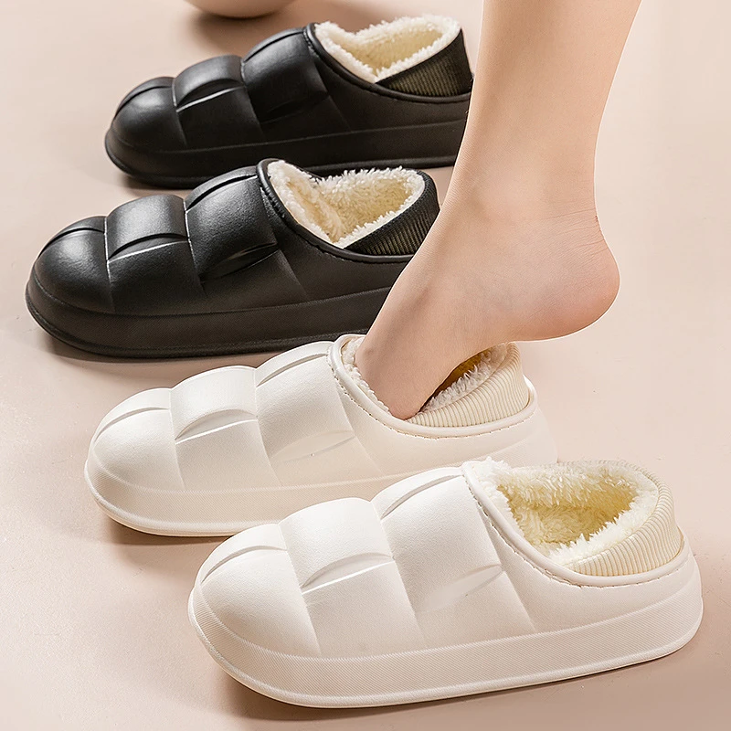 

Женские зимние домашние хлопковые тапочки WTEMPO, водонепроницаемые женские домашние тапочки из ЭВА на плоской платформе