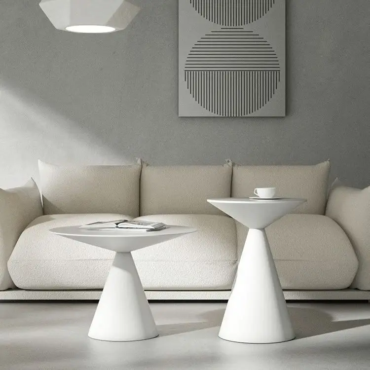 Nordic Cream Style Small Apartment Hourglass Coffee Table Set Modern Minimalist Living Room Sofa Round Table Furniture Design