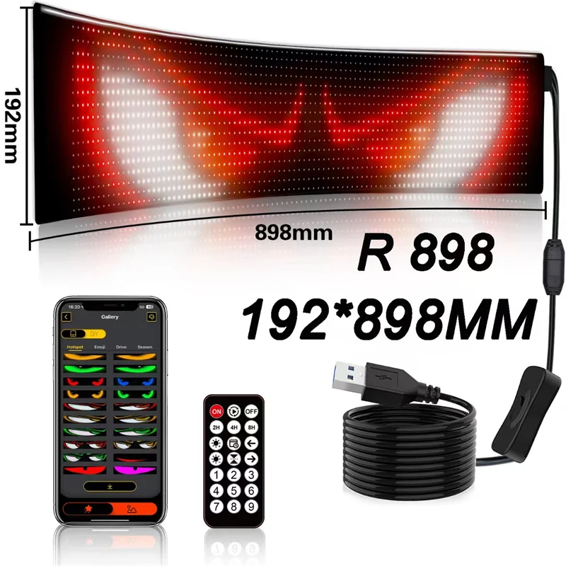 Segnale LED Programmabile Da 50x12 Cm | Display A Scorrimento RGB Con App Bluetooth | Animazioni E Testo Fai Da Te | Per Vetrine, Auto, Negozi, Feste