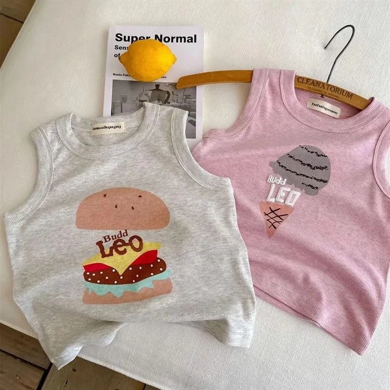 Ircomll Summer New Children's Vest Cute Cartoon Boy Girl Clothes Tank Top Kids Underwear Tops Sleeveless Cotton Tees 9M-6Y