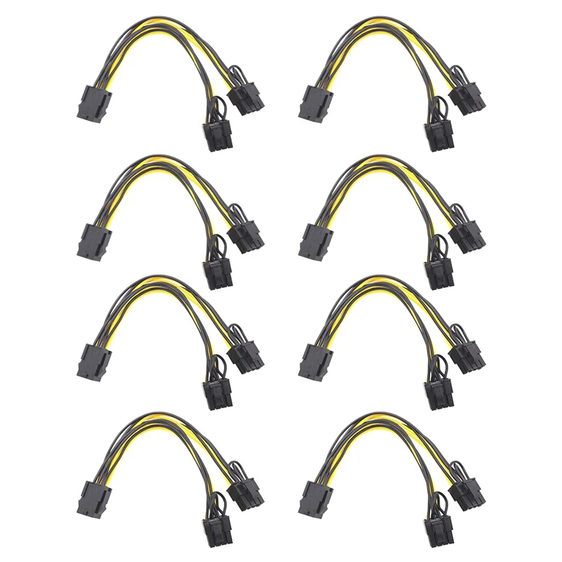 

8Pcs PCIE 6Pin To Dual PCIE 6+2 Pin Power Cable PCI Express For Mining Motherboard Graphics GPU Adapter Cable