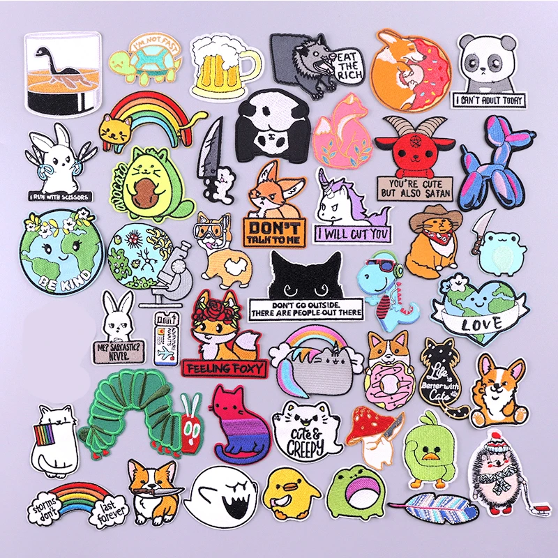 

Cartoon Animal Applique Embroidered Patches For Clothing Thermoadhesive Patches Cute Fox Iron On Patches For Clothes Stickers