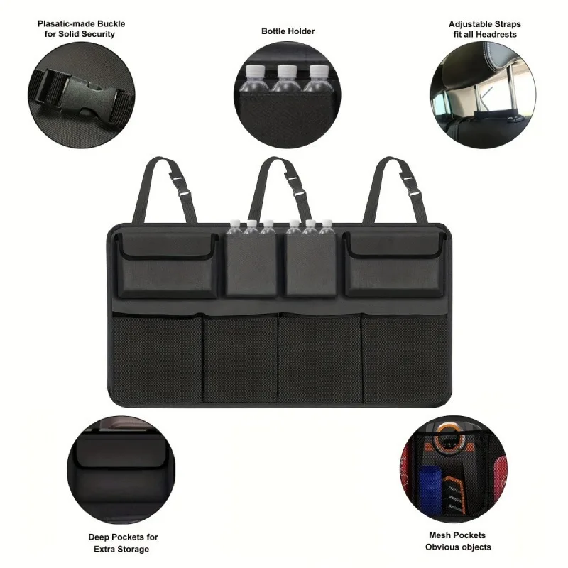 1/2pcs 트렁크 정리함 옥스포드 천 자동차 보관 가방 조절 가능한 스트랩이 있는 대용량 잡화 가방