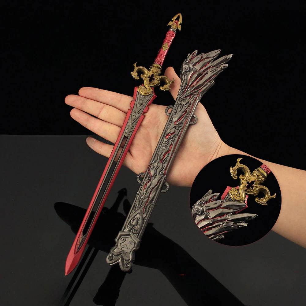 30CM Naraka：Bladepoint Game Peripherals Red Sky Sword with Sheath Full Metal Weapon Model Gift Box Collectible Toy Ornaments 2