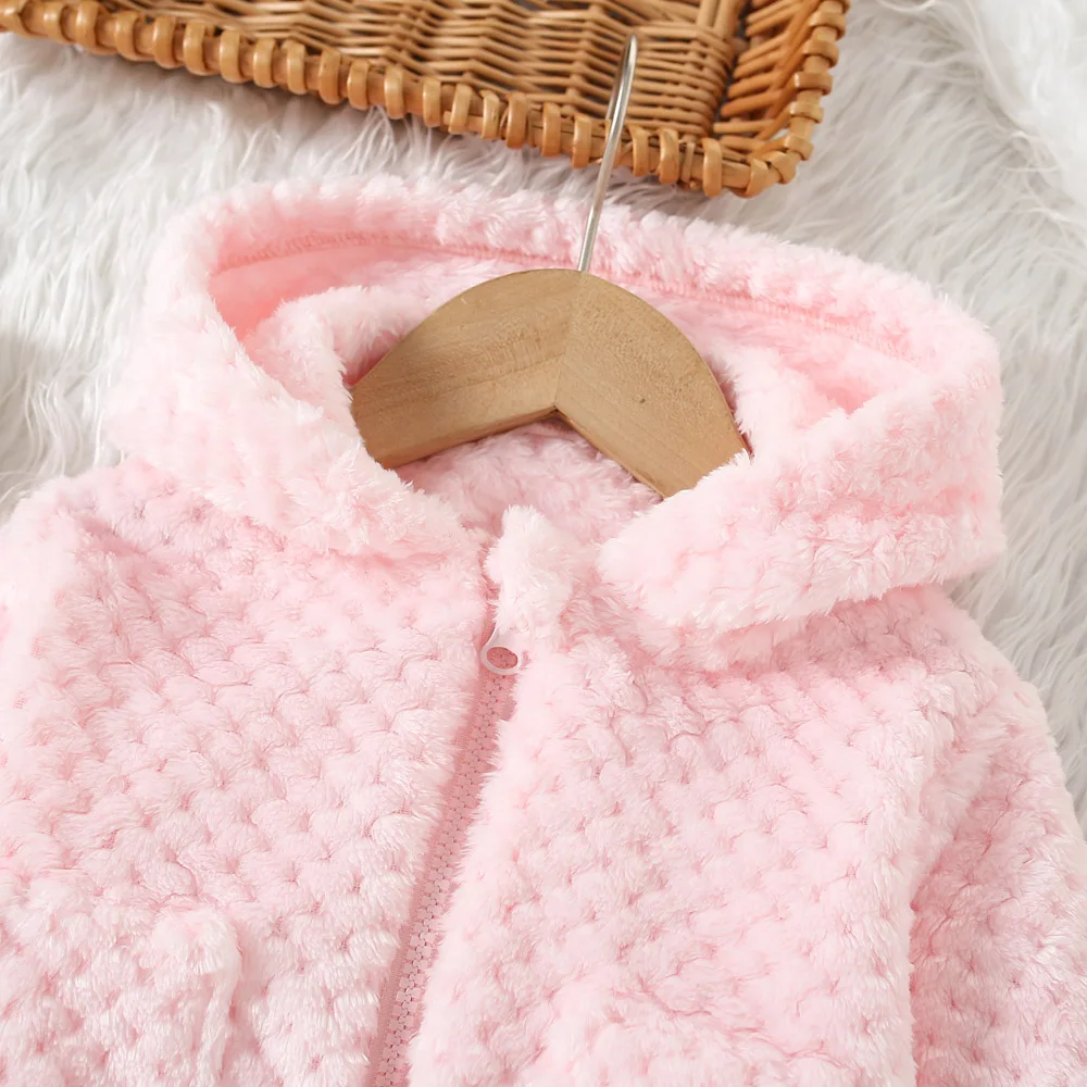 Baby Girl Winter Plush Jacket Bear Ears Hooded Coat Kids Clothes