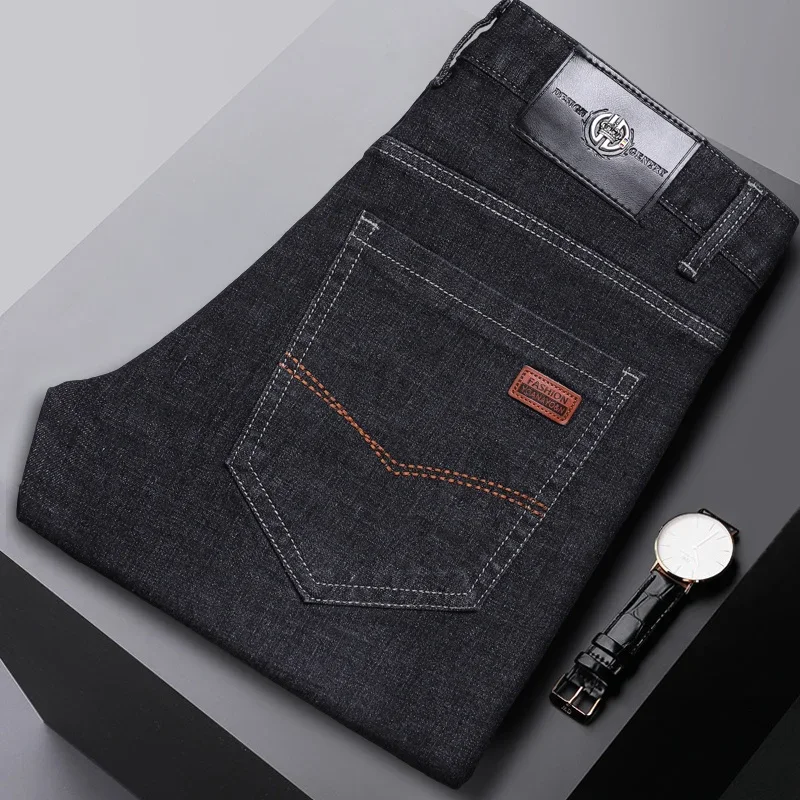 Denim Trousers Men Trousers New Fashion Men's Casual Black Blue Cotton Regular Jeans Classic Style Male Denim Trousers Plus Size Stretch Slim Fit Pants