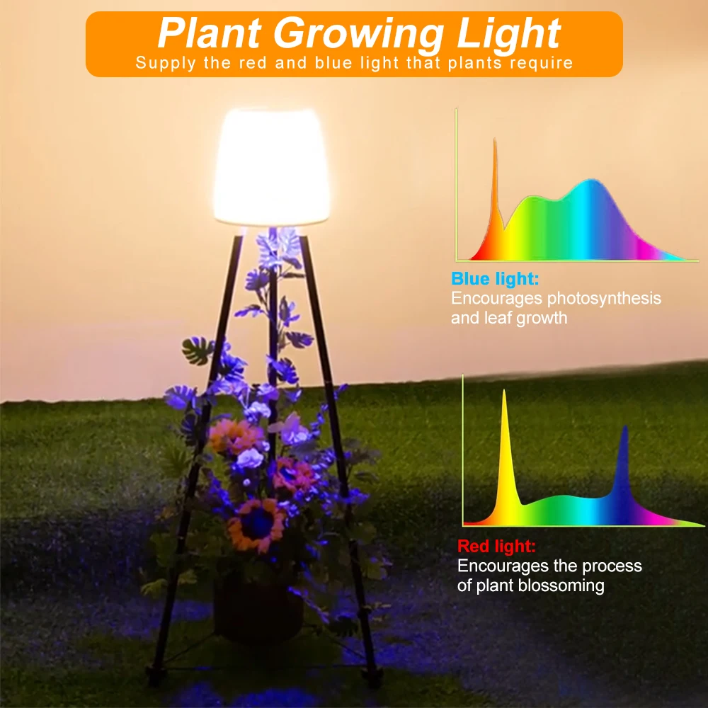 Solar Outdoor Floor Lamp for Patio With Plant Stand Grow Light Waterproof Garden Solar Powered Lantern Warm RGB Deck Yard Porch 5