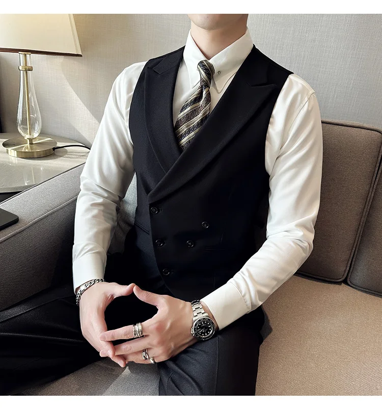 2024 Suit vest men's spring and autumn business suit casual gray vest Korean slim plus size suit vest male tide 2