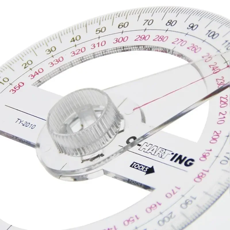 Plastic protractor ruler 2 Pcs All Circular 10cm Plastic 360 Degree Pointer Protractor Ruler Angle Finder Swing Arm for School Office Supplies