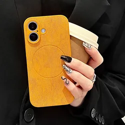 Luxury Retro Stripe Magnetic Magsafe Case - Shockproof Wireless Charging Cover - iPhone 12 Pro Max (Yellow)