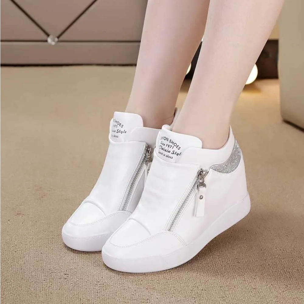 Vulcanized Shoes for Women 2026 Within Height Increasing Sneakers for Women Summer New High Top Casual Thick Soled Women's Shoes - 2