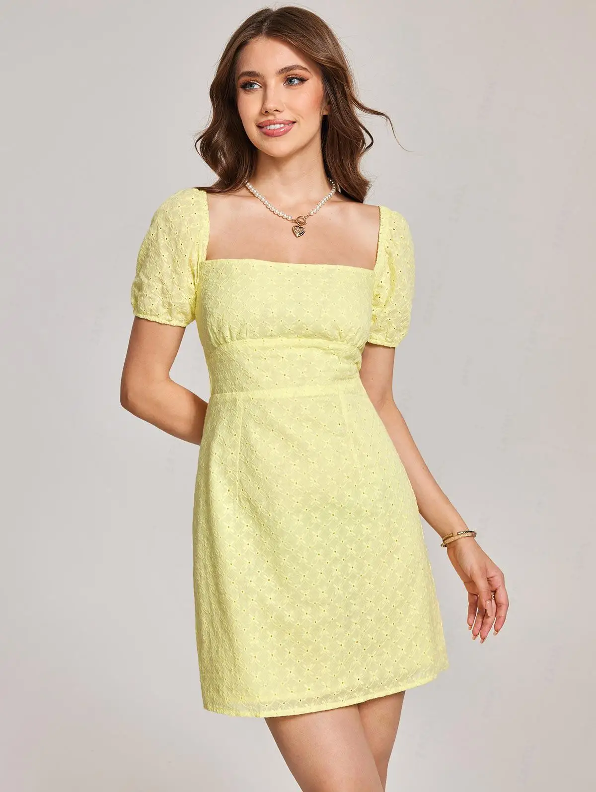 Why the ZAFUL Puff Sleeve Open Back Eyelet Jacquard Broderie Milkmaid Dress  is the Perfect Choice for a Classic White Dress