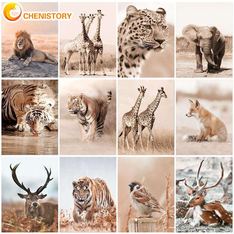 

CHENISTORY Natural Landscape DIY Oil Painting By Numbers Kits For Adults 40x50cm Animal Picture By Numbers For Home Decor