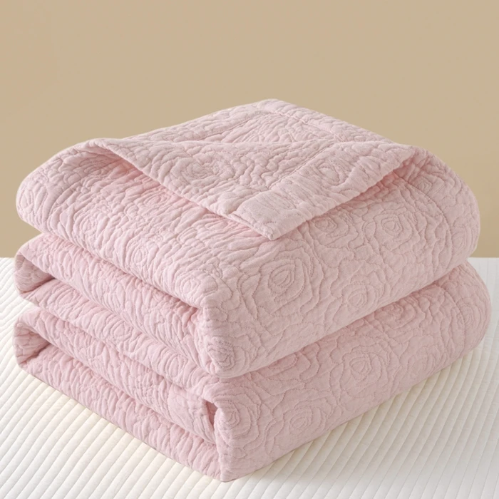 Atmungsaktive Decke aus reiner Baumwolle, gesteppt, mit Herz- und Rosenmuster, für Sofa, Flugzeug, Baby, Erwachsene, Sommerdecke, Dropshipping – Detail 14