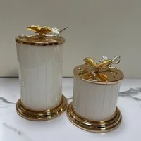 Creative Metal Butterfly Storage Jar Jewelry Cotton Swab Box Home Scented Candle Jar Nut Candy Box Crafts Home Decoration Modern 2