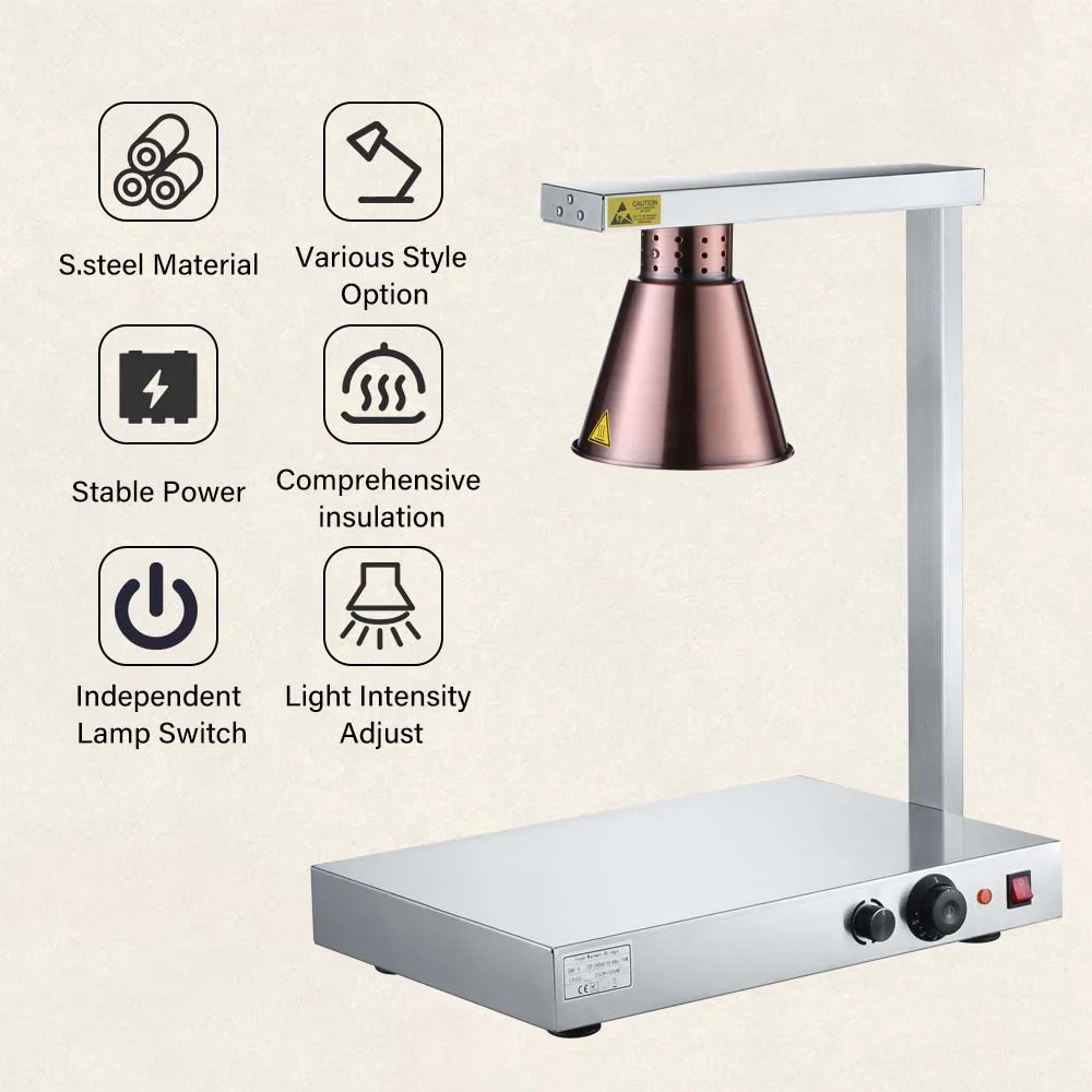 DR1 Commercial Grade Food Heat Lamp Portable Electric Food Warmer Station with Bulbs  Hot Base Plate Buffet Chafing Dish Chafer 3