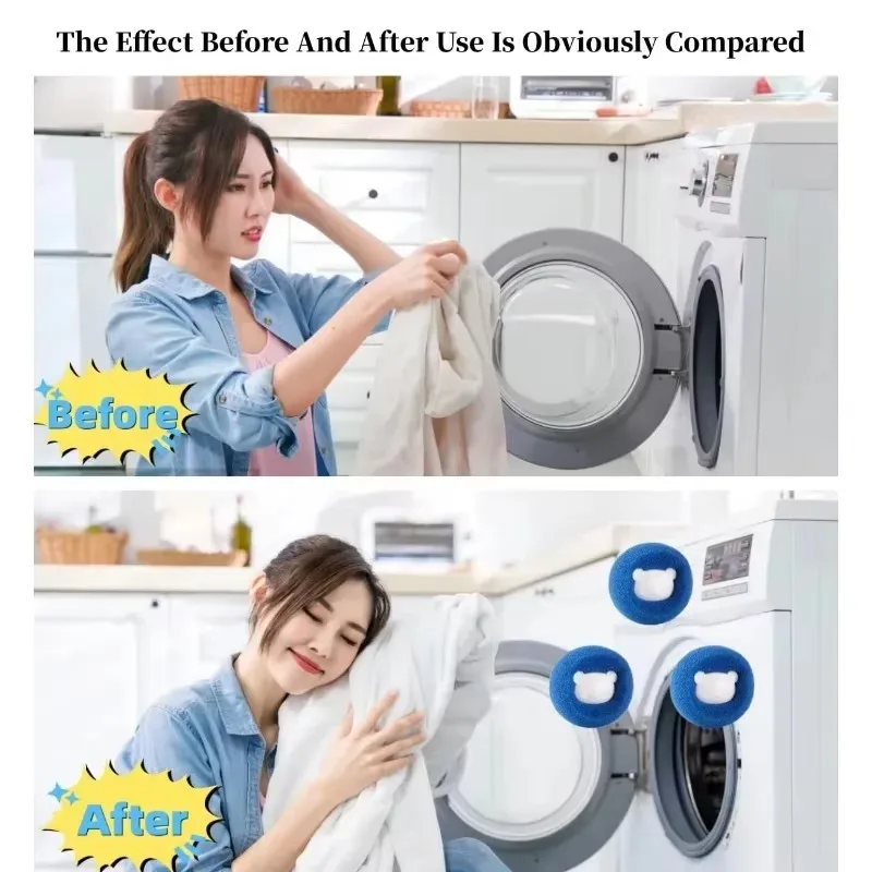 New 6 PCS Hair Remover Ball Reusable Clothes Anti-Tangle Hair Catcher Laundry Balls Washing Cleaning Balls for Pet Hair Remover