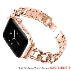 Elegant Slim Stainless Steel Watch Strap Bracelet for 42mm 44mm 45mm 49mm (Rose Gold)