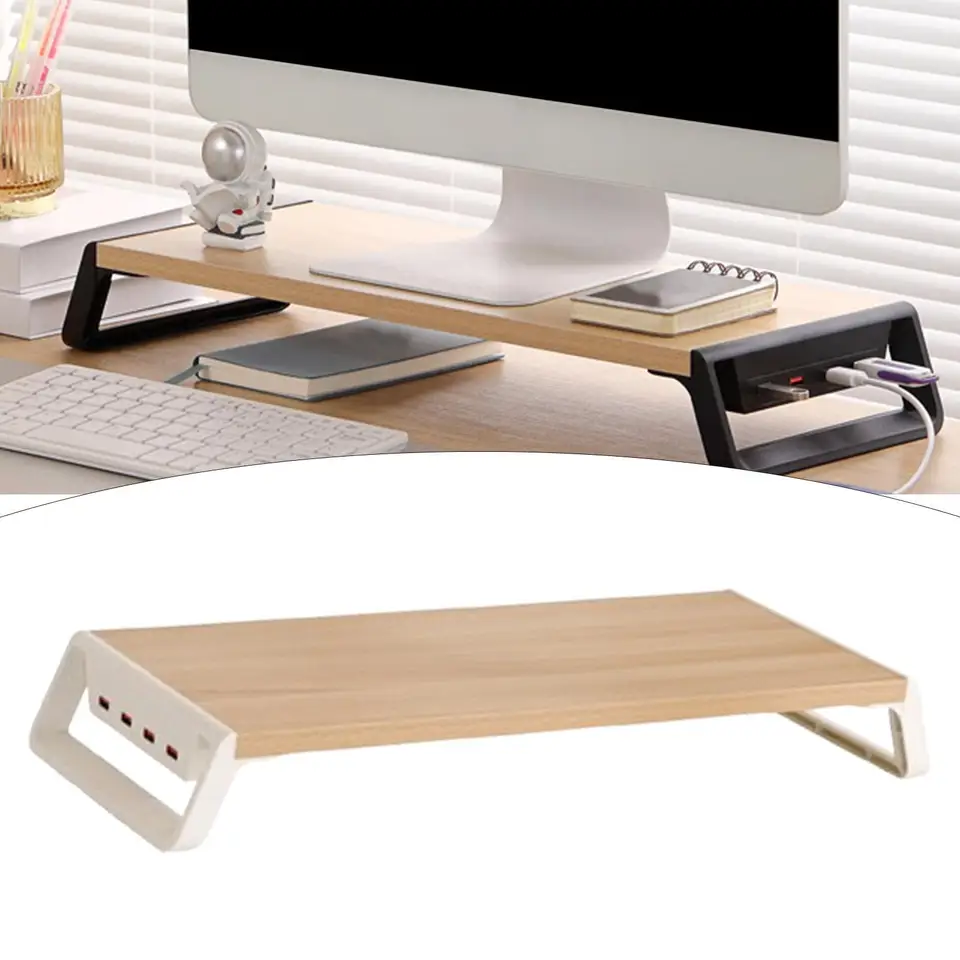 WUHFSHOPP Supporto Multifunzionale per Monitor e Computer Portatile, Supporto Robusto per Computer Portatile, ripiano in Legno, per Notebook e TV