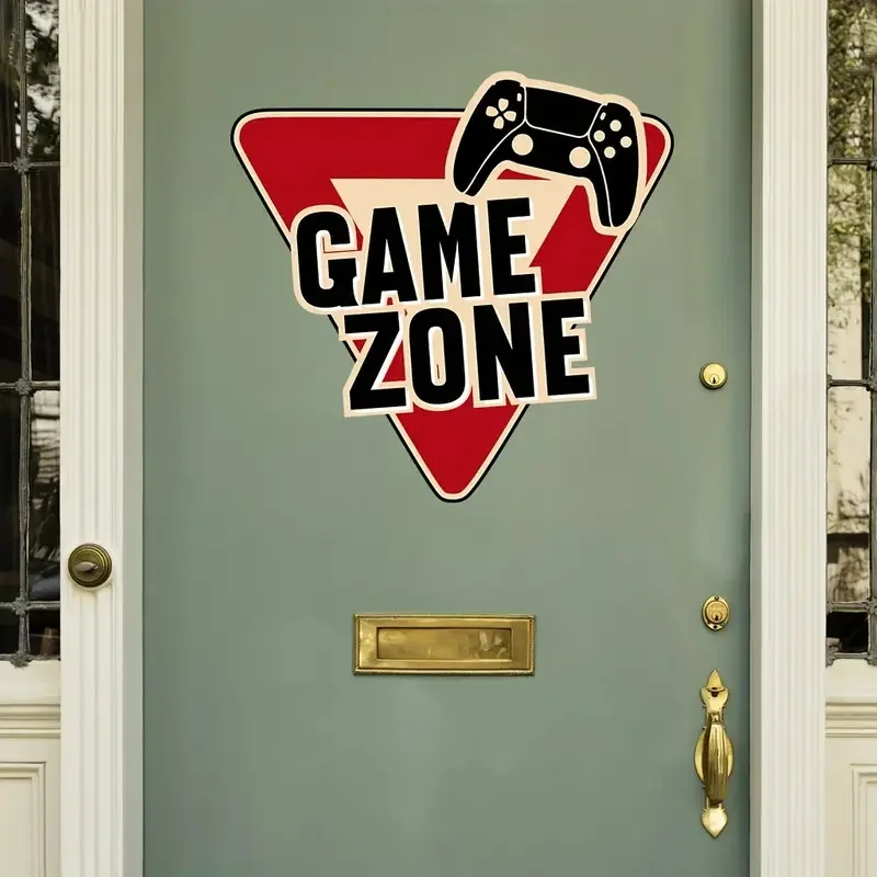 GAMEZONE Text Door Decal-PVC Suitable for Game Room Doors Glass and Walls Easy to Bond Modern Style Irregular Shape wall stickers self adhesive stickers vinyl stickers self adhesive wall stickers vinyl wall stickers