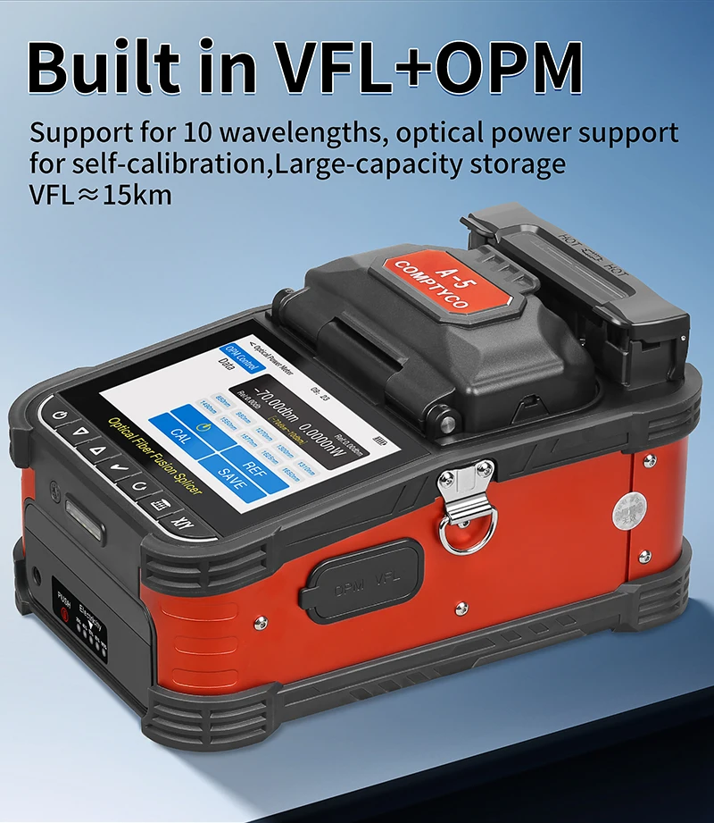 6 Motors A-5 Fiber Optic Fusion Splicer Hot Melt Machine 10 Languages Optical Fi