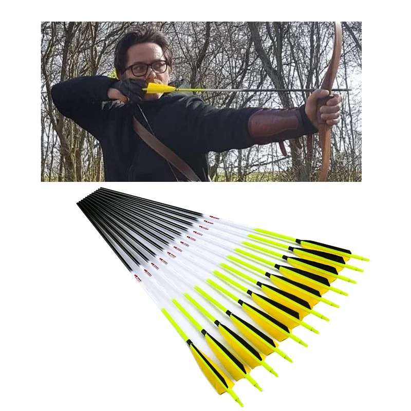

6pcs Archery Carbon Arrows Sp300 340 400 500 600 ID 6.2MM 5inch Turkey Feather 75gr Tips Compound Bow Hunting Accessories