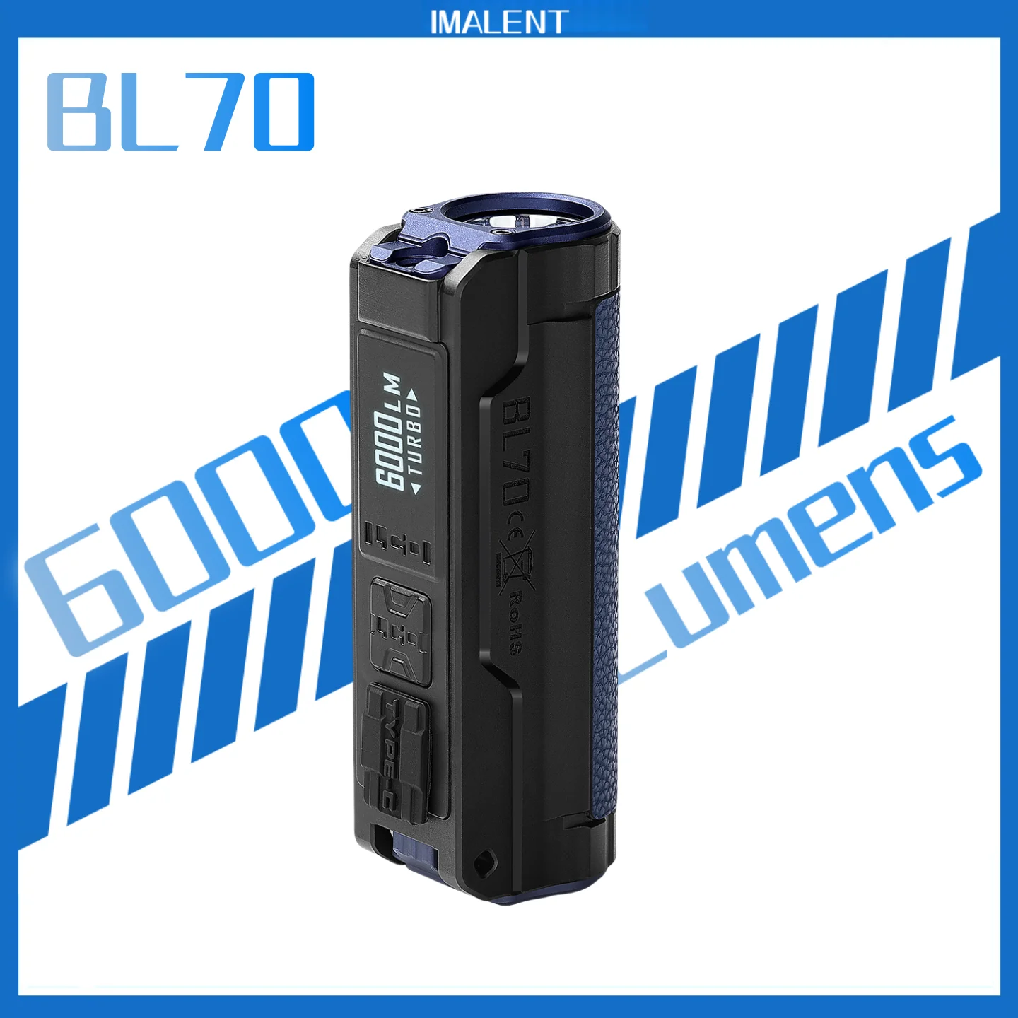 Torcia Ricaricabile IMALENT BL70, 6000 Lumen, LED, Tattica, Impermeabile, Per Campeggio E EDC, Blu - Foto 2