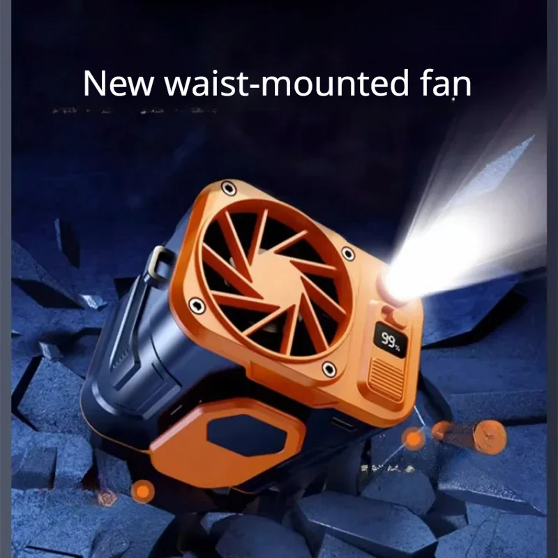2024 3-speed outdoor portable waist-mounted neck cooler New waist-mounted fan with torch 10000mah  fan   neck ventillator