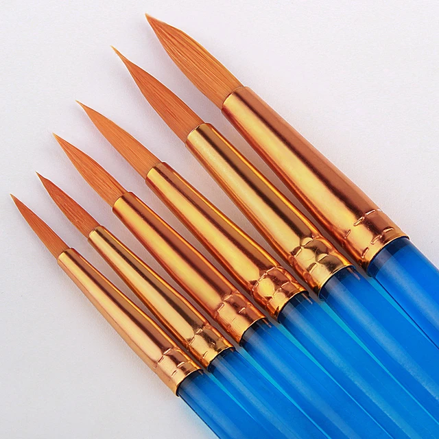 6 Pcs Watercolor Brush Set Transparent Pen Holder Nylon Hair Paint Brush  Pen For Drawing Painting Round Pointed Art Supplies