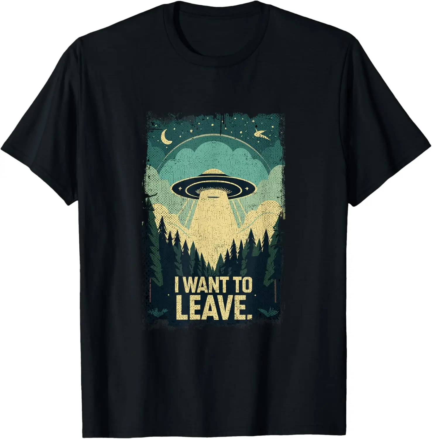 I Want To Leave Science Fiction Außerirdisches UFO-T-Shirt Herrenbekleidung Print on Demand Grafik-T-Shirts Lässige T-Shirts