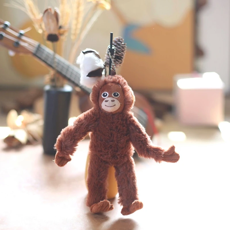 Cartoon Gorilla Plush Toy Chimpanzees Monkey Pendant Soft Stuffed Doll Keychain Backpack Car Bag Key Ring Decor Kid Gift plush doll plush keychain plush pendant