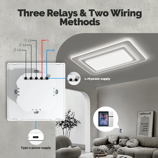 MOES-Smart Remote Control Panel Screen, 3 Relés, 3 Botões Físicos, Controle Remoto IR, Bluetooth, Sigmesh Hub, Built-in Wi-Fi, 3,5 polegadas 5