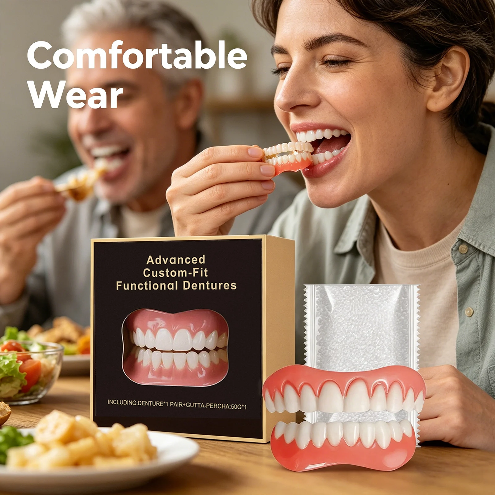 틀니 수정 키트 치아 틈새 채우기 교정용 가짜 치아 전문가용 가짜 치아 구강 위생 관리 사실적인 틀니 세트