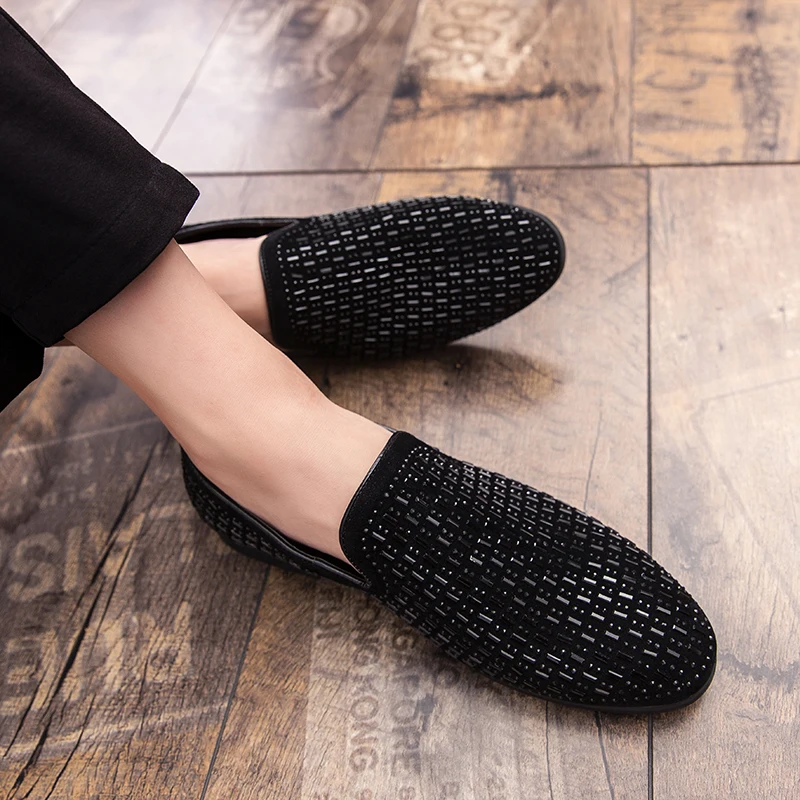 Men Fashion Lefu Shoes Pointed Flat Heel Driving Shoes Fashion Casual Trendy Shoes Black and White Gold 38-46 Men Shoes