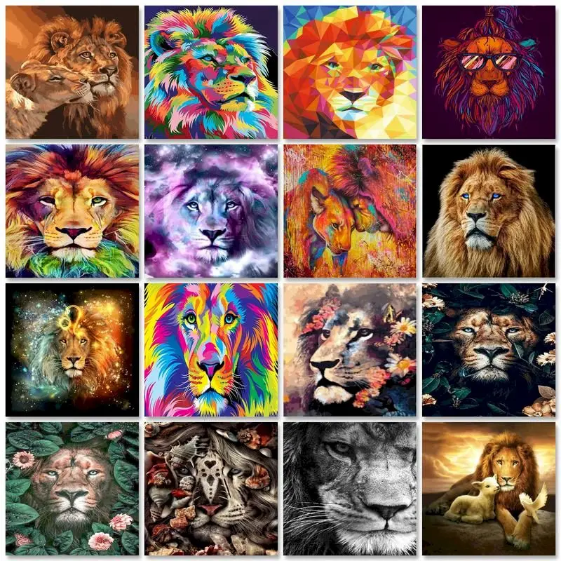 

GATYZTORY 40×50CM Frame DIY Painting By Numbers Lion Animals HandPainted Oil Painting Drawing On Canvas Unique Gift Home Decorat
