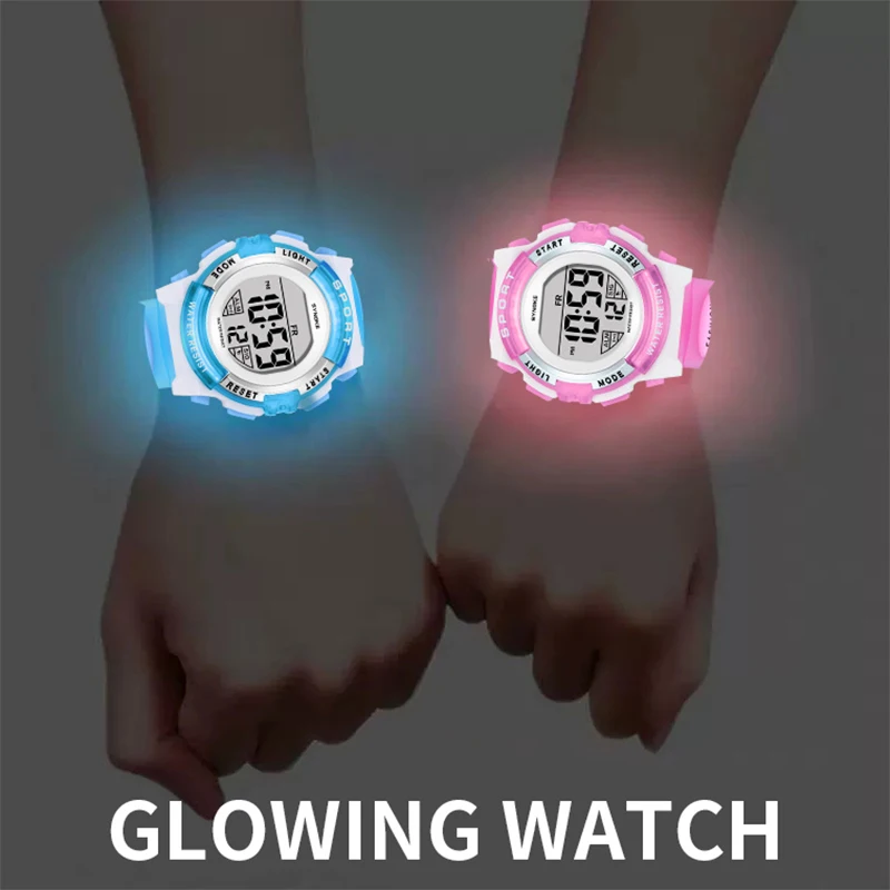 Synoke Kids Digital Watches Colorful Light PU Strap 50M Waterproof Led Sport's Children Wristwatch Boy Girl Alarm Clock 6