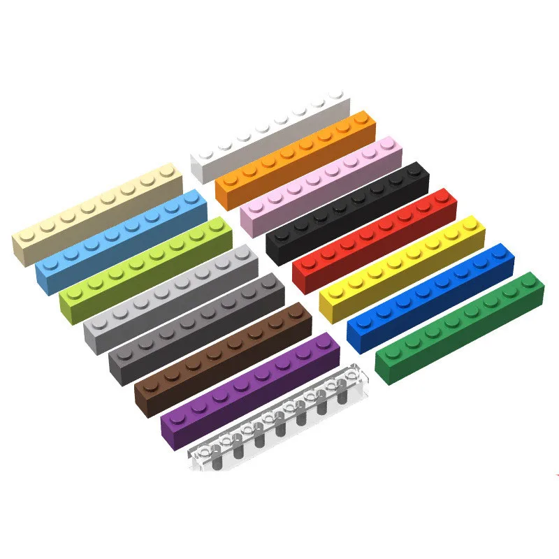 

10pcs Bulk Blocks Building Bricks Thick 1X8 Educational Assemblage Construction Toys for Children Size Compatible With 3008
