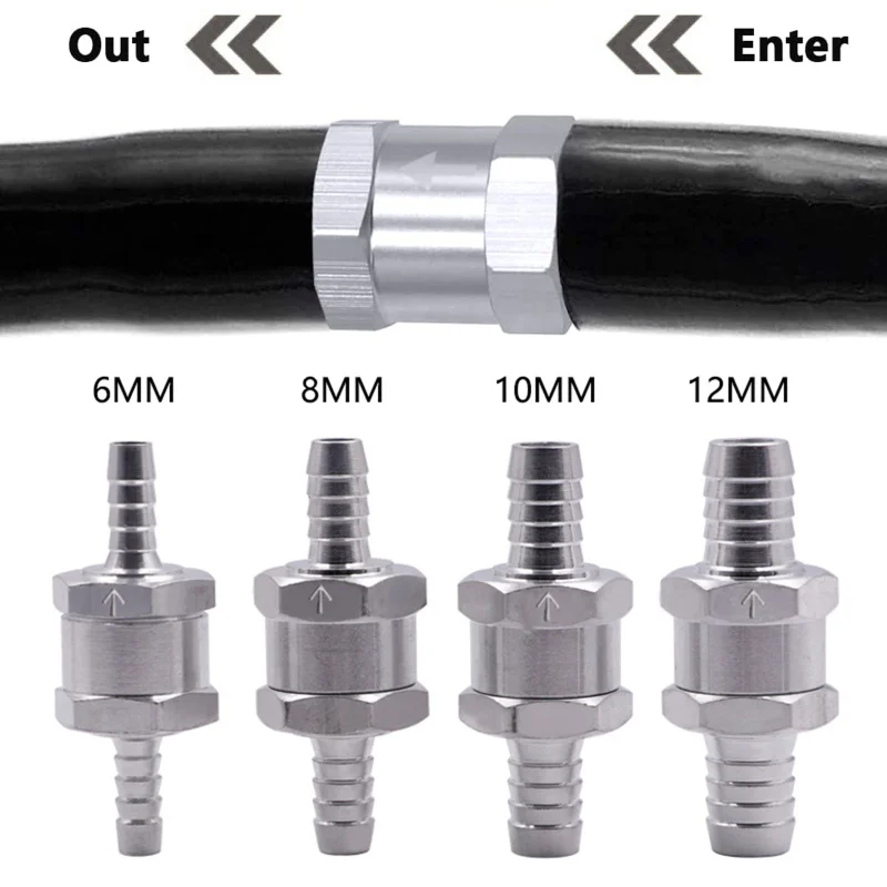 Fuel Non Return Check Valve 6/8/10/12mm Aluminium Alloy Petrol Diesel Water Fuel Line One Way for Peugeot Renault