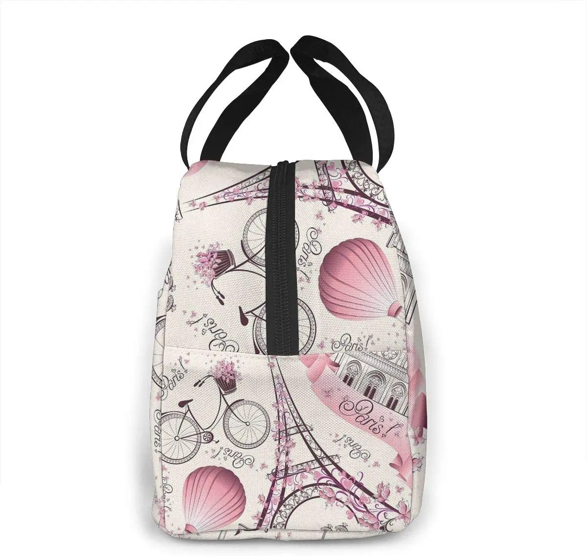 Pink Paris Eiffel Tower Lunch Bag For Picnic Pouch Thermal Cooler Tote Bento Large Meal Prep Cute Bag Big Leakproof Soft Bags