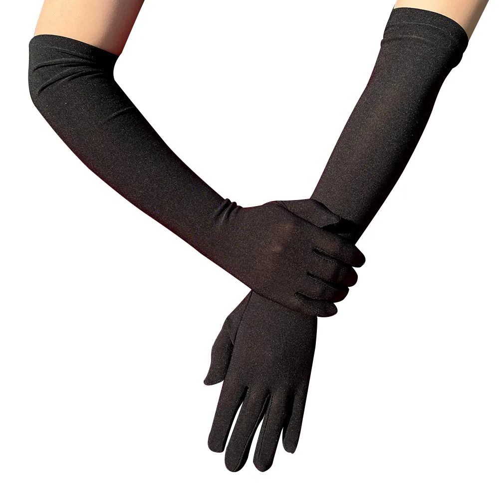 New Elastic Full Finger Holiday Party Gloves For Men Women Students Solid Knitted Long Mittens Outdoor Dance Dress Up Gloves
