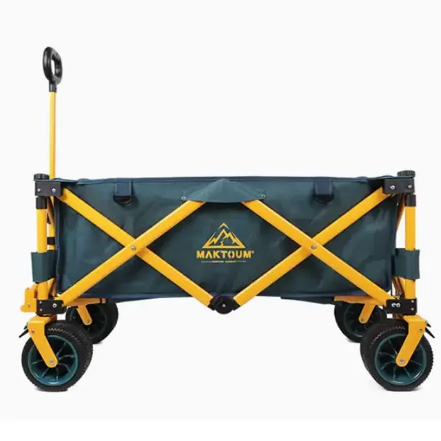 Összecsukható Kerti Kosár Kempinghez, Kültéri Túrázáshoz És Nehéz Teherhasználathoz, Hordozható Négykerekű Kézi Fogantyúval - Image 2