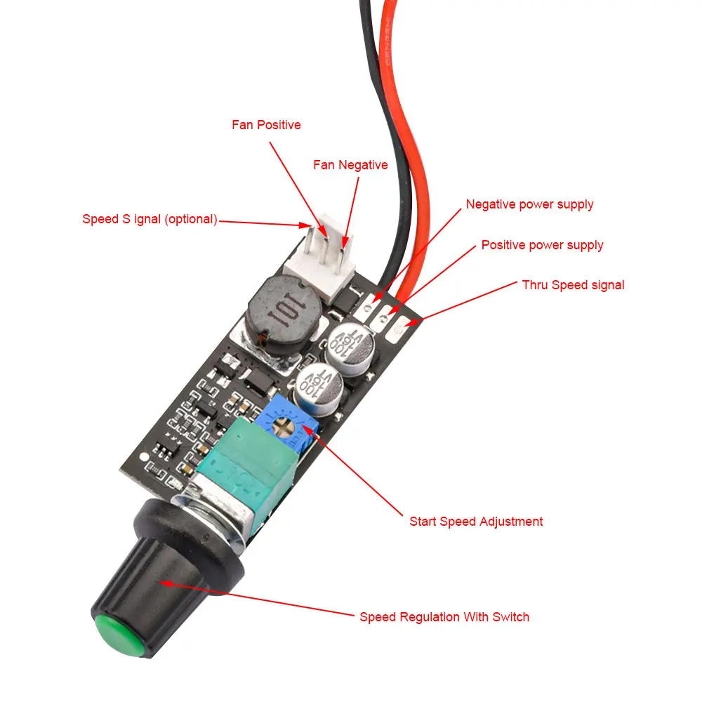 DC5-12V Regolatore di velocà della ventola PWM Manuale 3 pin 4 fili