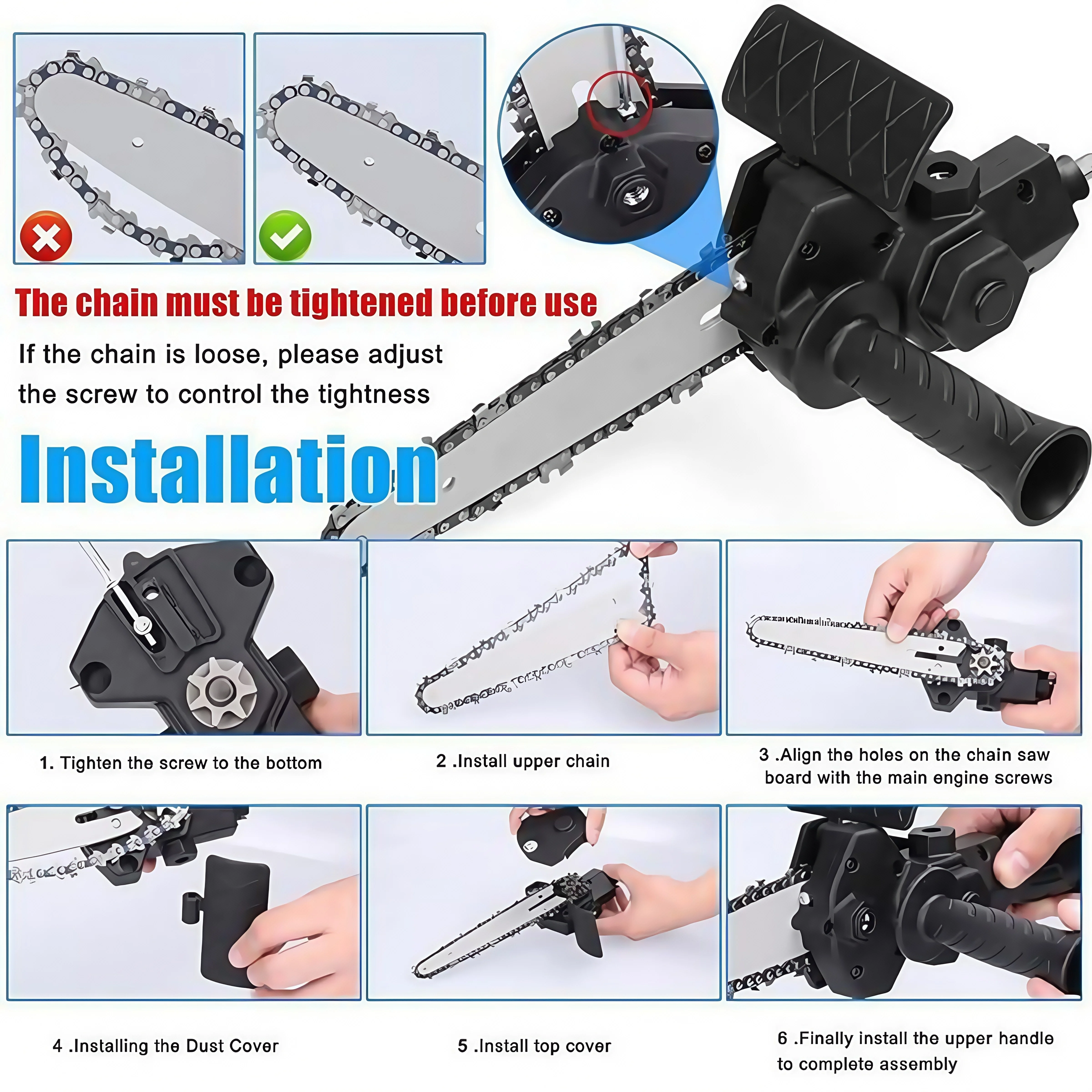 Chainsaw Drill Attachment for Wood Plastic Cutting