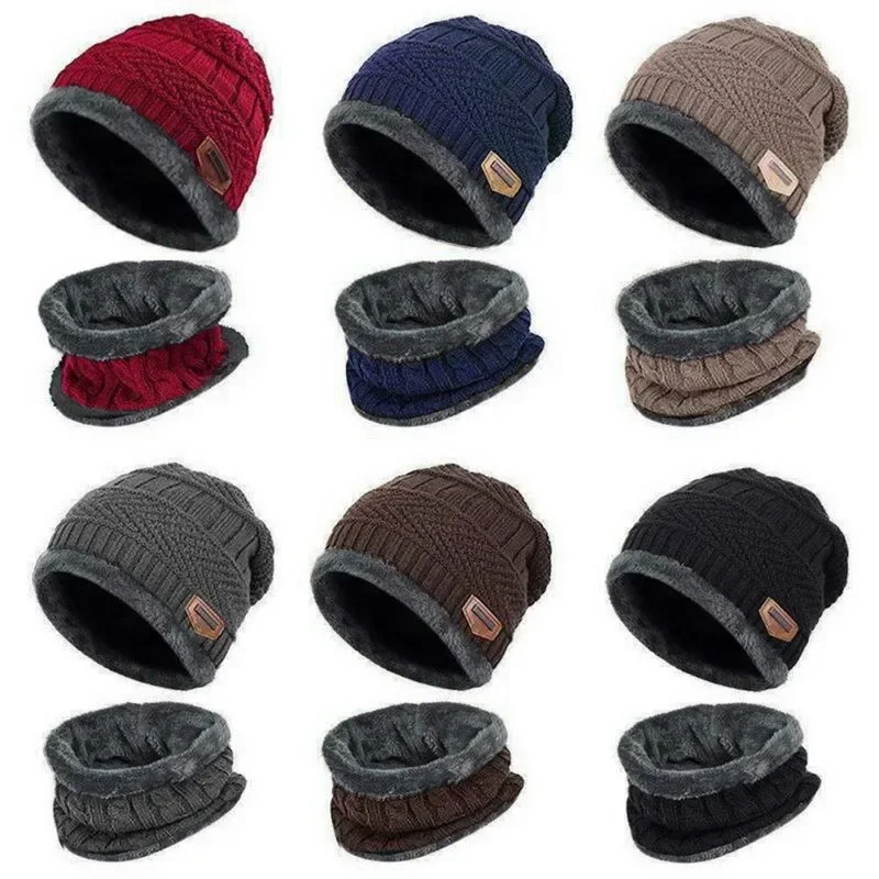 Ski Cap and Scarf Sets Winter Hat For Men Knitted Hat Thick Wool Neck Scarf Winter Cap Beanie Women Balaclava Mask 2pcs balaclava hat,knitted scarf
