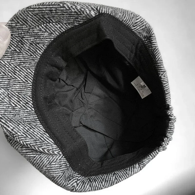 Cotton newsboy cap berets hat 62cm men winter vintage wool