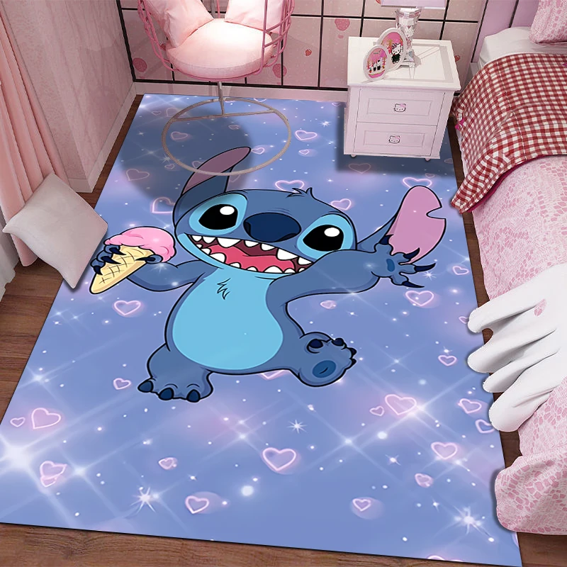 

Disney Stitch Printing Carpet for Living Room Bedroom Kid's Room Home Decor Pink Room Decor Area Rug Non-slip Mat Cartoon Rugs