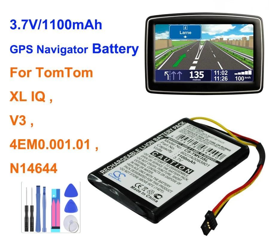 Cameron Sino 1100Mah Gps Navigator Battery 6027A0093901 Per Tomtom 4 Em0.001.01, N14644, V3, Xl Iq